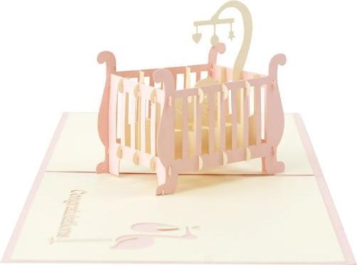Actual product image MU Classic 3D Pop-Up Baby greeting card - Girl (1 pcs.)