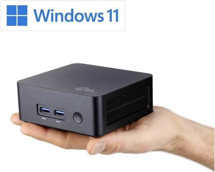 Actual product image CSL Mini-PC Narrow Box Black / 16GB / 500 GB M.2 SSD / Win 11 Pro (500 GB, 16 GB, Intel N150, Intel UHD Graphics)