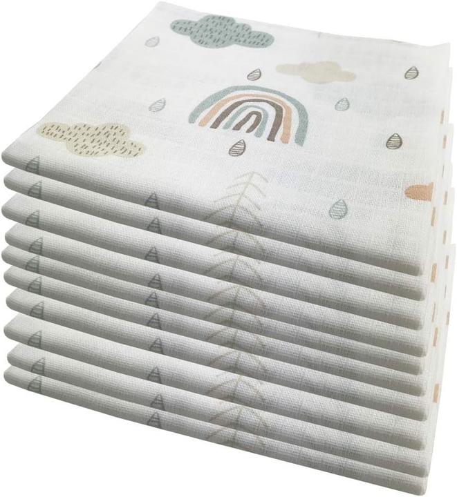 Image du produit Milkii Mulltuch / Spucktücher Set, 10 Stück, ÖKO-TEX, 70x80 cm, Regenbogen (70 cm, 80 cm)