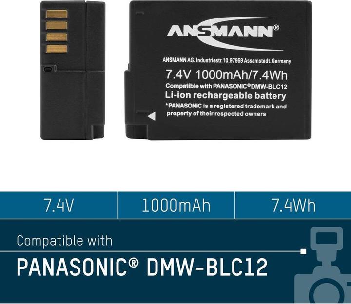Actual product image Ansmann A-Pan DMW-BLC12 1000mAh 7,4V (Camera battery)