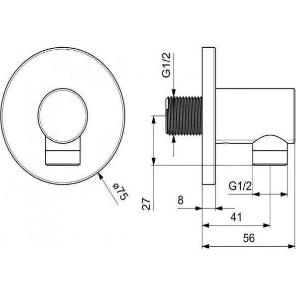 Thumbnail - Hansa, Badarmatur, Wandanschlussbogen, rund, chrom