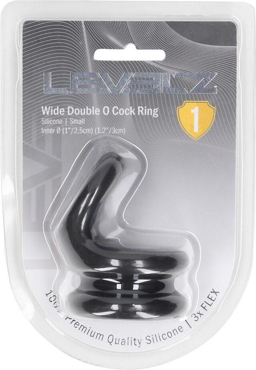 Actual product image Shots Wide Double O Silicone Cockring - S - Black (5 cm)