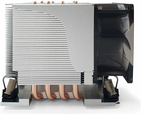 Actual product image Dynatron S6 Intel 4677 3U active aluminium heat sink with cooling fins and heat pipes in contact (38 mm)