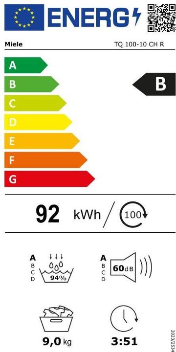 Energie-Label Miele NOVA T2 TQ 100-10 CH R (9 kg, Rechts)