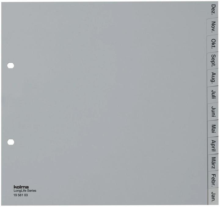 Actual product image Kolma Index A4 partially opaque Dec-Jan (en) 12-piece grey