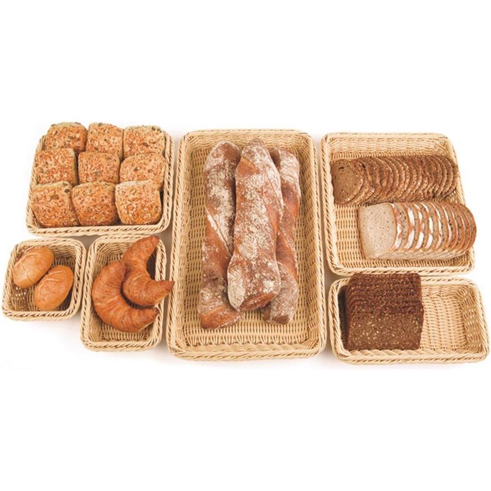 APS Poly-Rattan Flechtkorb GN 1/3, ca. 32.5 x 17.5 cm, H 10 cm, Brotaufbewahrung, Beige