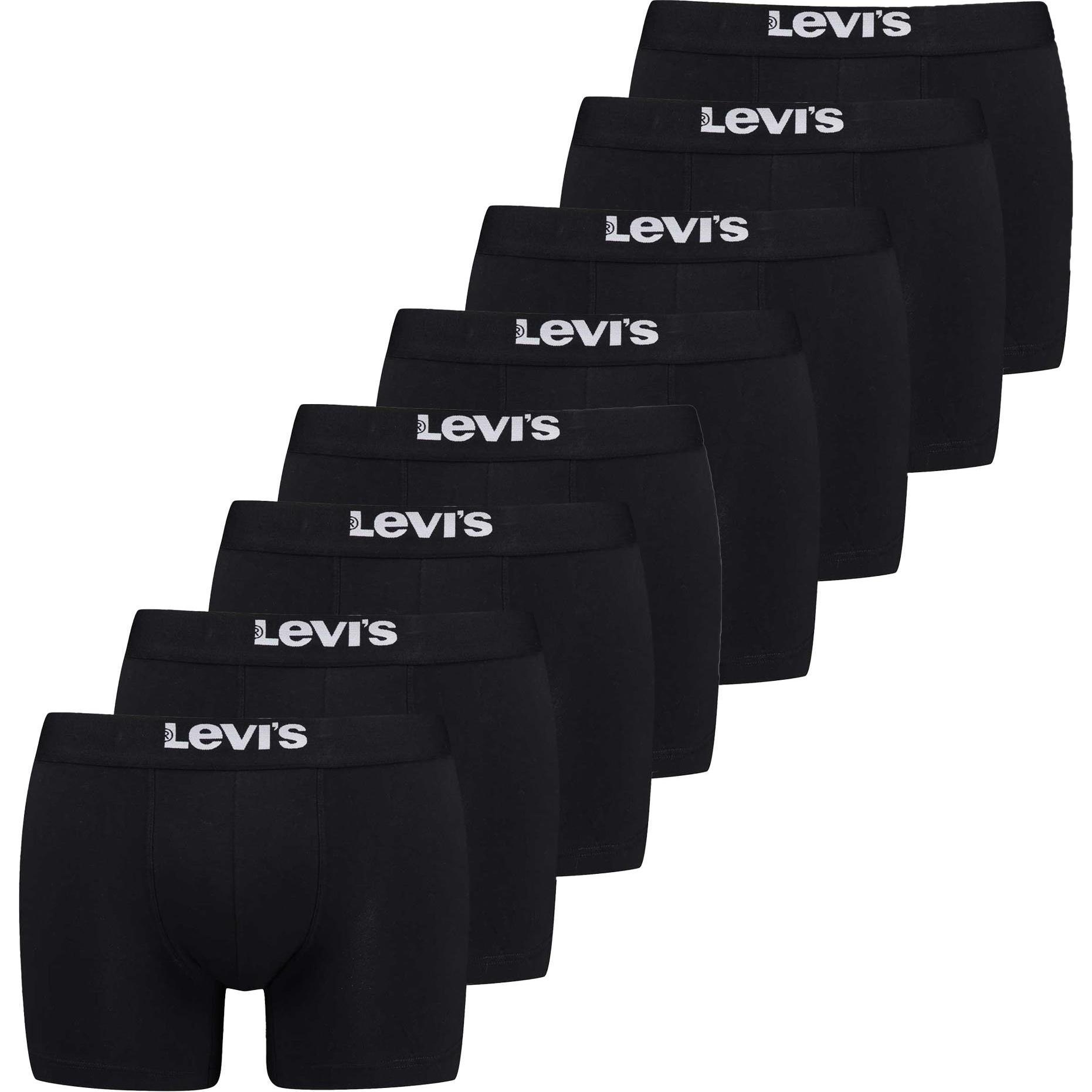 Levis, Herren, Unterhosen, Boxershort Casual Stretch SOLID BASIC BOXER BRIEF ORG CO 4P ECOM, Schwarz, (L, 8er Pack)