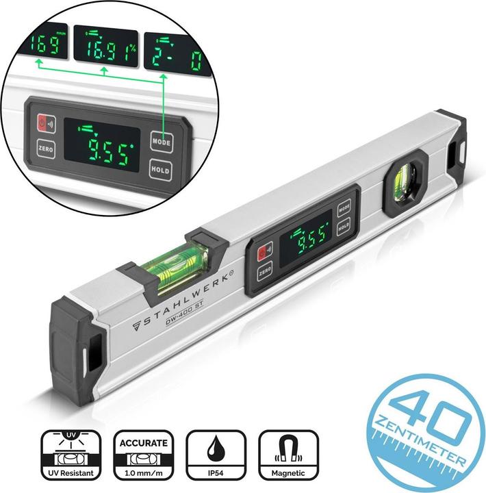Actual product image Stahlwerk Digital spirit level DW-400 ST made of aluminium with 400 mm length (40 cm)