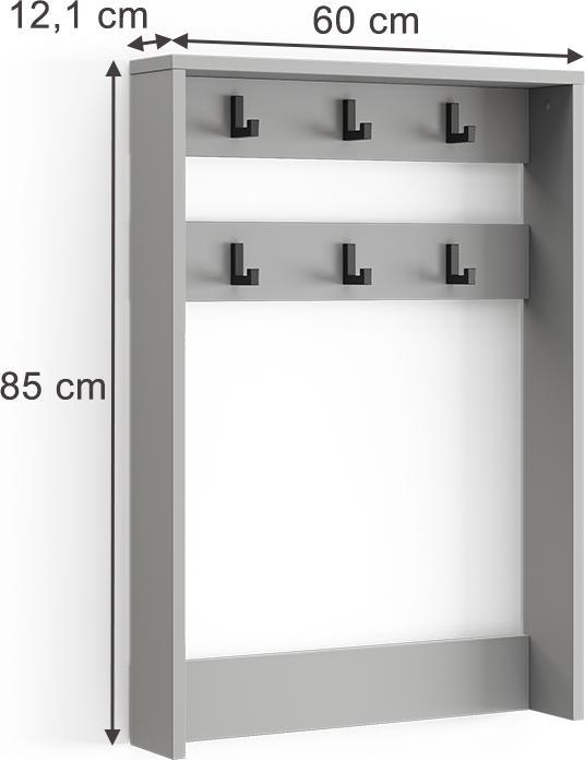 Actual product image Vicco Wall coat rack Eliza, Grey, 60 x 85 cm