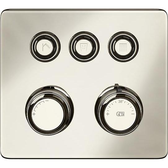 Gessi, Badarmatur, Hi-FI Fertigmontageset Thermostat mit Tasten-Bedienung on/off, 3-Wege, Regen und Handbrause, W