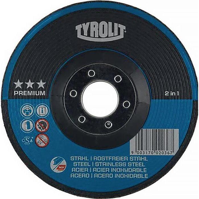 Tyrolit, Schleifmittel, Schruppscheibe PREMIUM 125x4x22,23mm gekröpft Bohrung 22,23 mm (30)