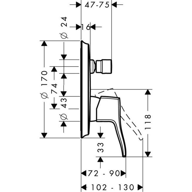 Thumbnail - hansgrohe, Badarmatur, Unterputz Wannenmischer Metris 31485000