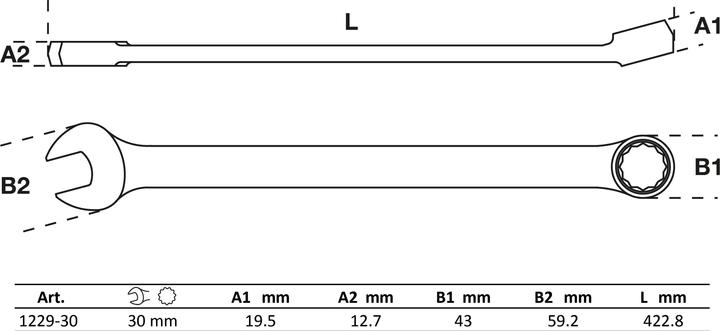 Produktbild BGS Maul-Ringschlüssel extra lang SW 30 mm (30 mm)
