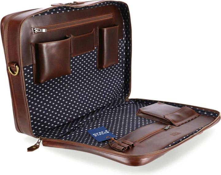 Actual product image Buckle & Seam Leather briefcase Albert Brown / inner lining Dot