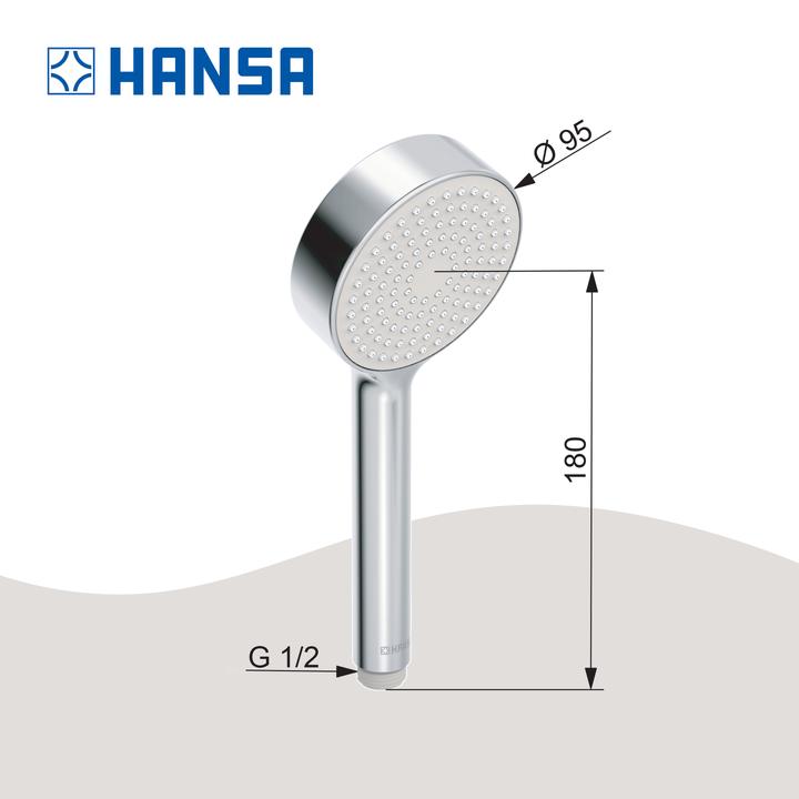 Produktbild Hansa Hansabasicjet Handbrause, Anti-Kalk-Technik, Durchmesser 95 mm, 1-strahlig, Eco-Durchfluss, 44 (1 Strahlarten, 9 l/min)