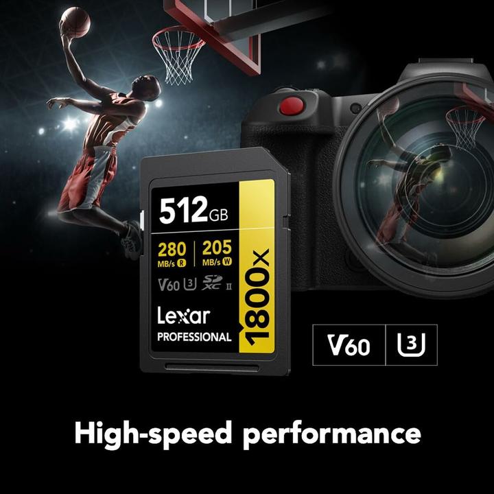 Actual product image Lexar Professional 1800x (512 GB, SDXC, U3, UHS-II)