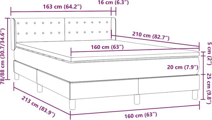 Produktbild vidaXL Boxspringbett (160 x 210 cm)