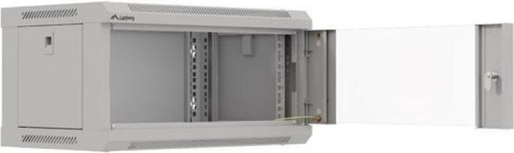 Actual product image Lanberg Wandmontage 19 4HE 540X350 grauer Rackschrank mit Glastür (flat pack) (4 RU, 19 inch rack)