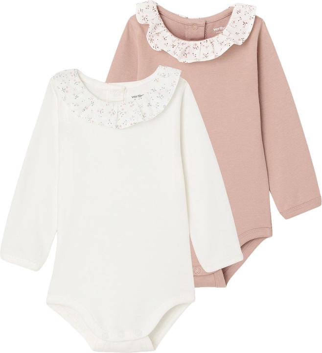 Immagine prodotto Vertbaudet Bio-Kollektion: 2er-Pack Baby Bodys mit gemustertem Volantkragen (74)