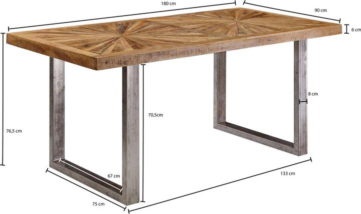Actual product image FineBuy Dining Table Mango Solid Wood (180 x 76 cm)