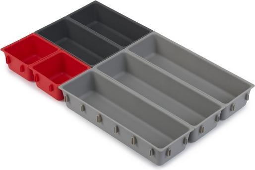 Joseph Joseph Schubladen-Organizer-Set, 7-teilig grau/rot DUO