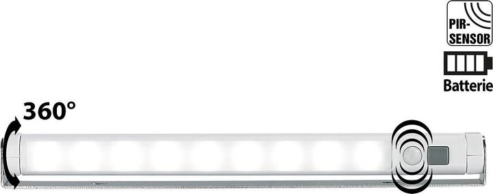 Actual product image Lunartec Swivel light strip, motion detector, 9 SMD LEDs daylight white