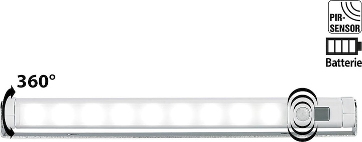 Produktbild Lunartec Schwenkbare Lichtleiste, Bewegungsmelder, 9 SMD-LEDs tageslichtweiss