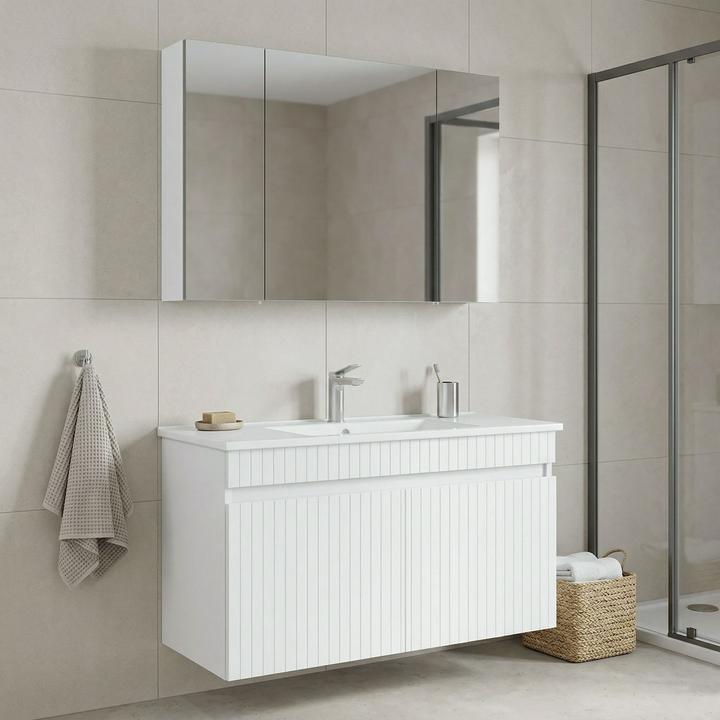 Produktbild Homitis Tivoli 100 Bathroom Cabinet With Sink & Mirror Set (2 Pieces)