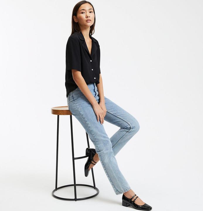 Actual product image La Redoute Collections Short-sleeved blouse with lapel collar (32)