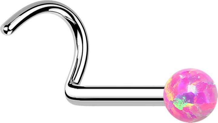 Immagine prodotto Star Piercing Perno nasale curvo in argento con opale rosa (senza ottone, Acciaio chirurgico 316L)