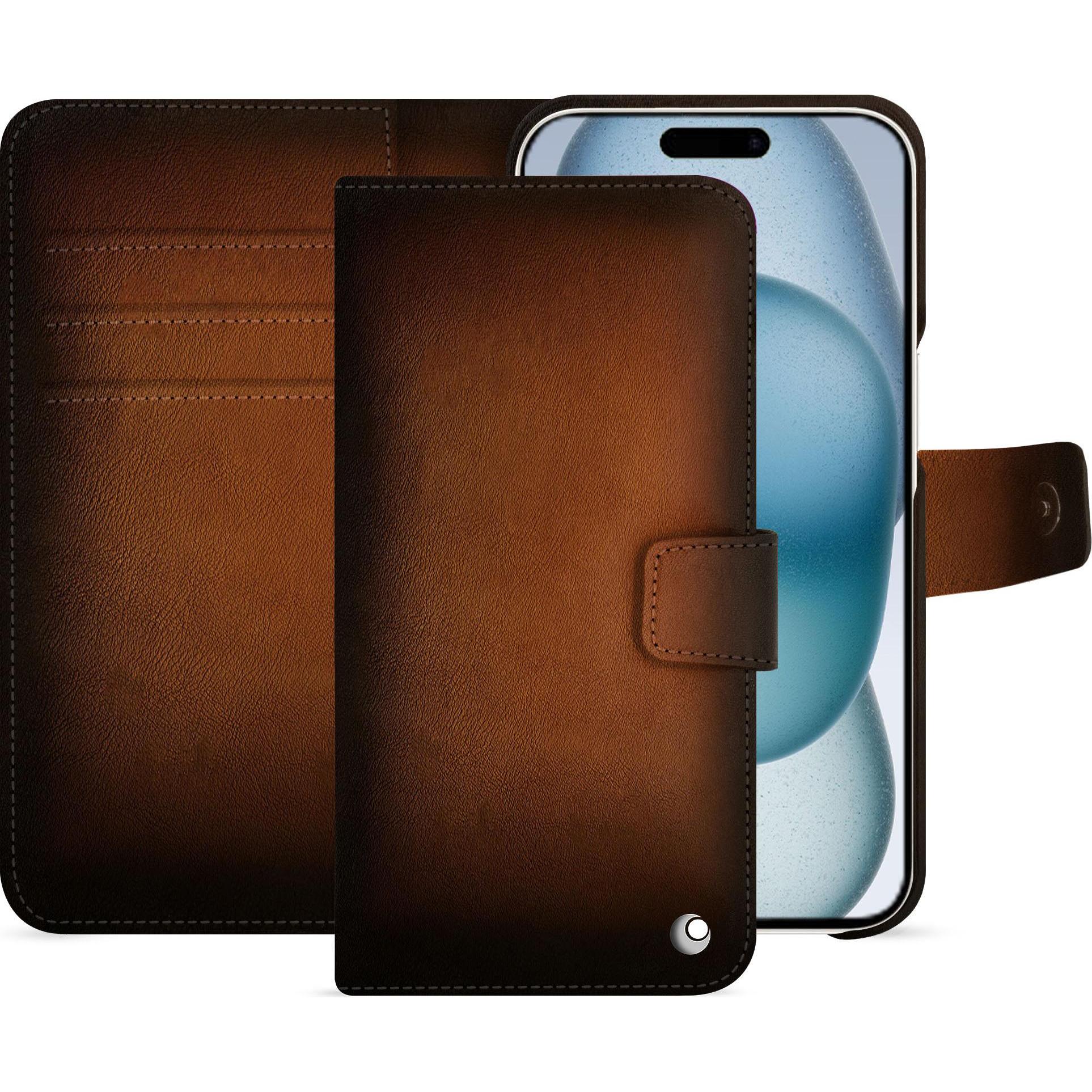 Thumbnail - Noreve Lederschutzhülle Apple iPhone 15 (Apple iPhone 15), Smartphone Hülle, Braun
