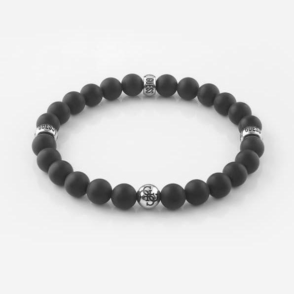 Produktbild Guess 4G Icon MenÂ's Beaded Bracelet JUMB02117JWSTBKT/U (18 cm, Edelstahl mit PVD-Beschichtung, Achatperlen)