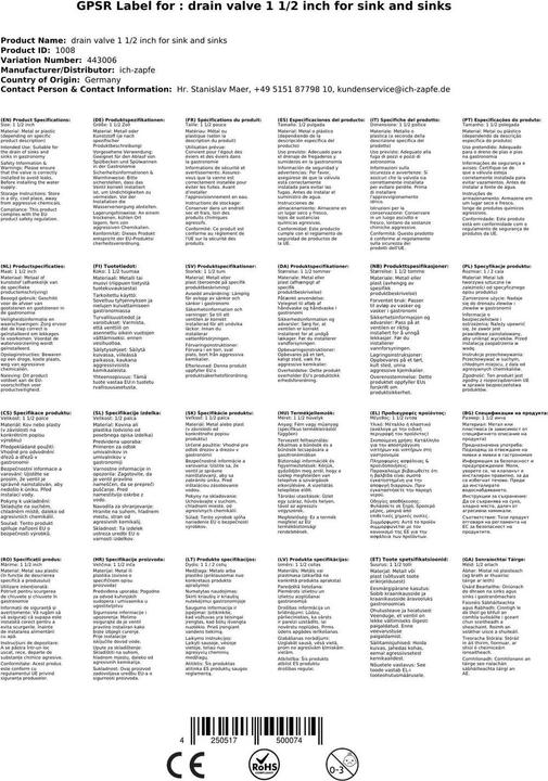 Actual product image Ich-zapfe Ablaufventil 1 1/2 Zoll für Spülbecken und Spülwannen