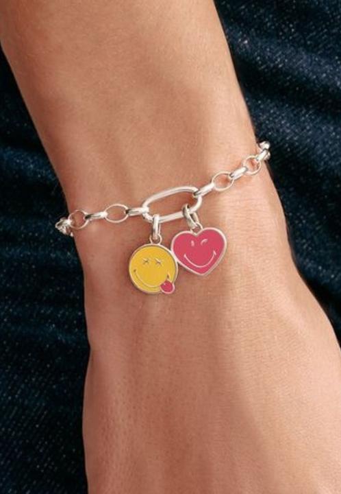 Produktbild Thomas Sabo Smiley World Heart Charm-Anhänger Connect Silber (Emaille, 925 Sterling Silber)