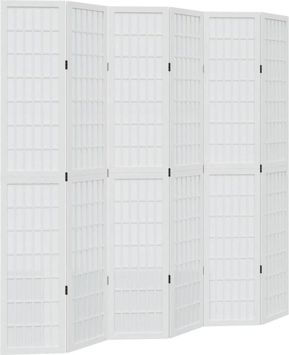 Produktbild vidaXL Raumteiler Paravent Trennwand Spanische Wand 6-tlg. Weiss Massivholz