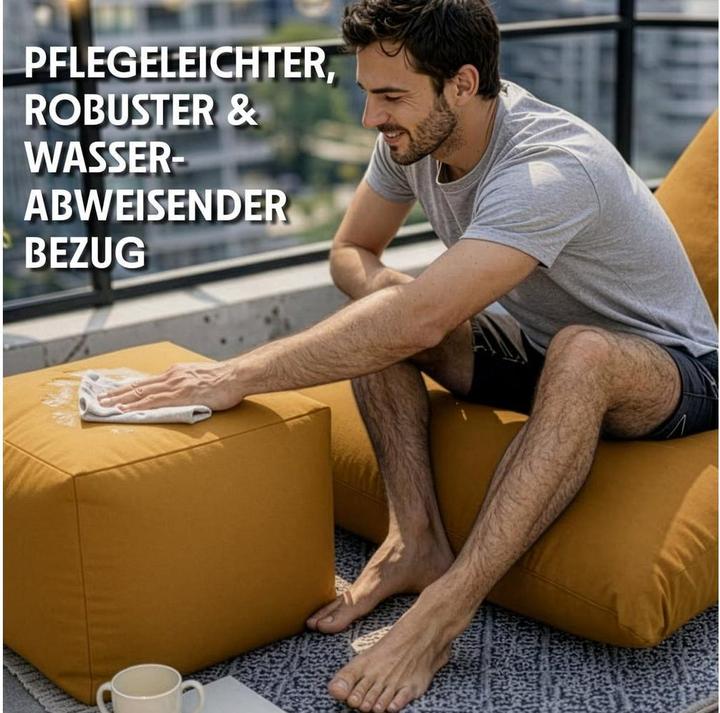 Produktbild Urbanara Sitzsack-Hocker Basic-Outdoor, 85 l, Senfgelb