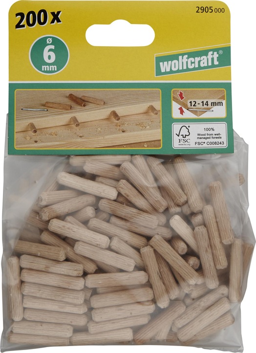 Actual product image wolfcraft 150 Dowel Pins, Ø 8 mm (150 pcs.)