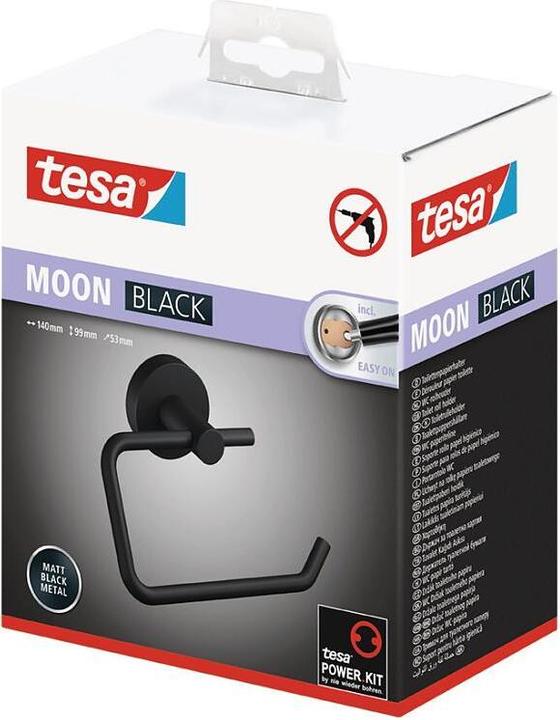 Actual product image tesa MOON BLACK toilet roll holder incl. adhesive solution without drilling