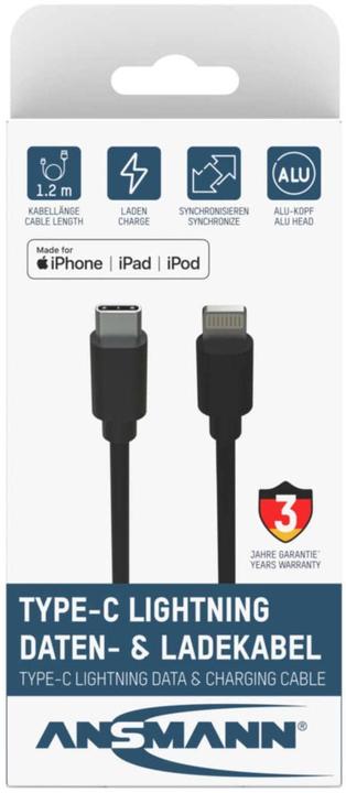 Ansmann Type C / Lightning USB Daten- und Ladekabel 120 cm (1.20 m, USB 2.0, 60 W)