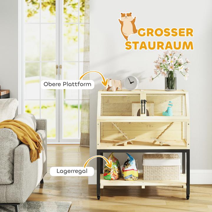 Actual product image PawHut Zwerghamsterkäfig Tannenholz, Stahl Naturholz