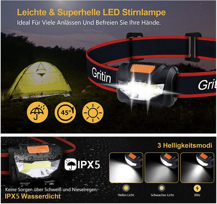 Produktbild Gritin LED Stirnlampe Mini (140 lm)