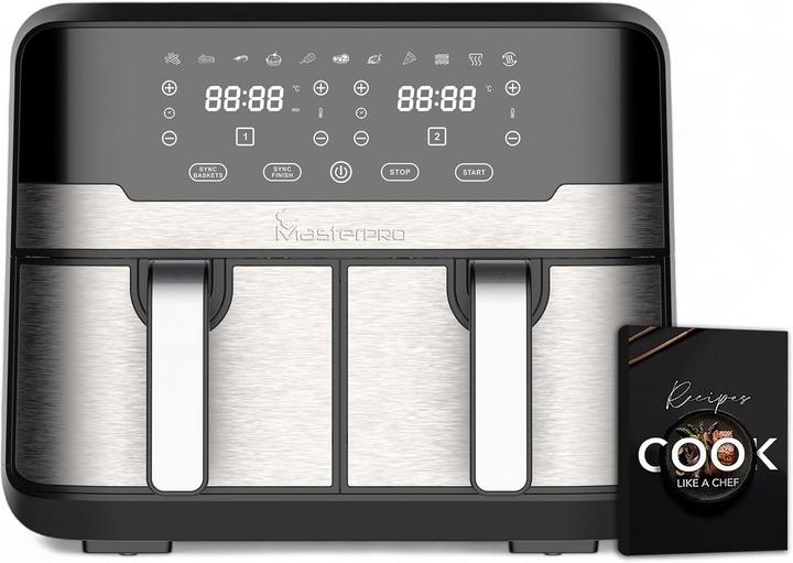 Image du produit MasterPRO Friteuse à air chaud 2400W revêtement antiadhésif, boîtier Cool-Touch, fonction minuterie, avec di