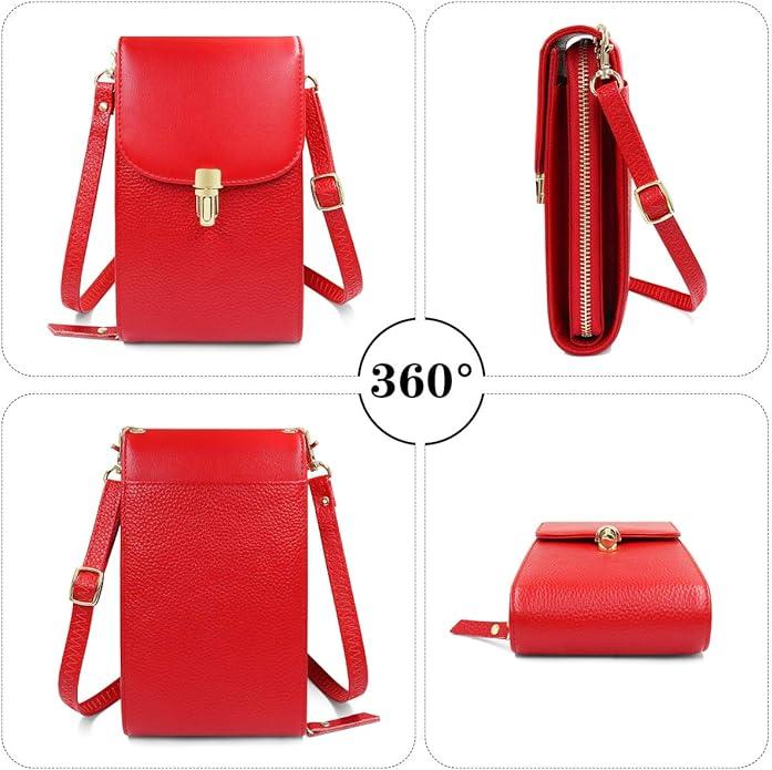 Only-Bags.Store Handytasche aus echtem Leder, Umhängetasche, Umhängetasche, 8 Kartenfächer