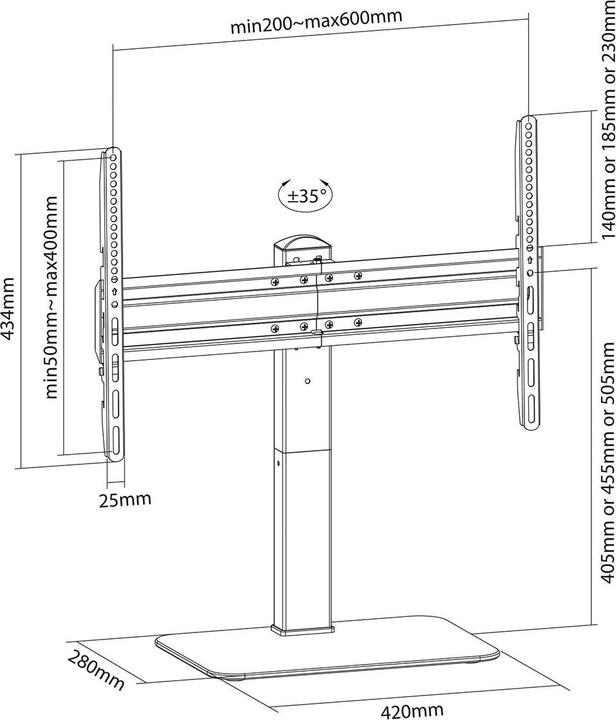 Actual product image Nedis Fixed TV stand | 37-70 " | maximum supported screen weight: 40 kg | adjustable in front (40 kg, 37" - 70")