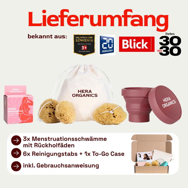 Actual product image Hera Organics Starterkit Menstruationsschwämme (M)
