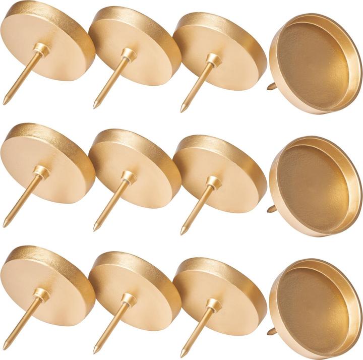 Produktbild Novaliv 12x Kerzenpick flach 10cm GOLD ALUMINIUM Kerzenständer Adventskranzdeko Kerzenhalter
