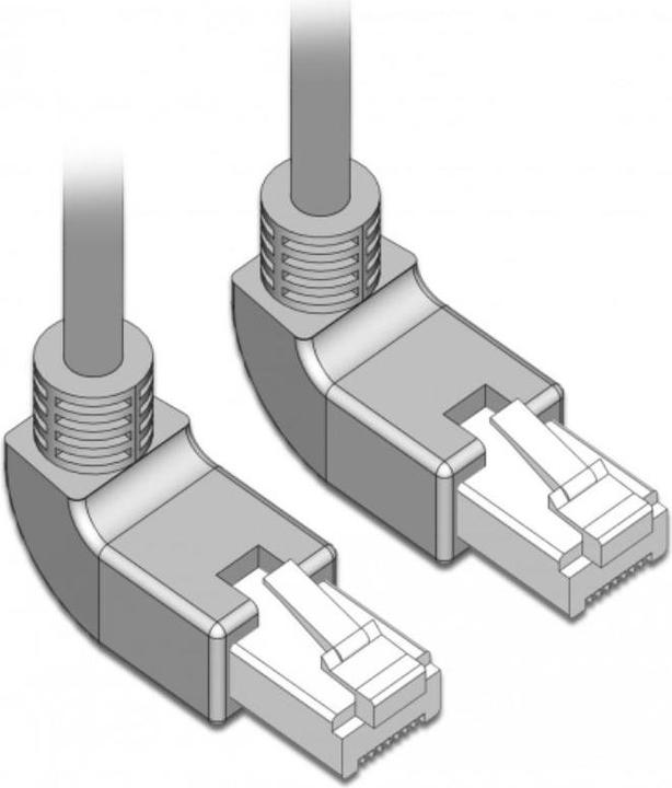 Actual product image Delock Patch cable RJ-45 (M) angled upwards to RJ-45 (M) angled upwards (S/FTP, CAT6a, 2 m)
