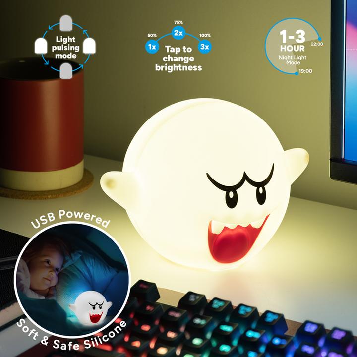 Productafbeelding Paladone Products Super Mario Squishy Glo siliconen lichtje Boo 14 cm