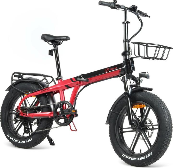 Produktbild Youin Elektrisches Fahrrad Bk1650R Dallas Schwarz Rot 250 W 20"