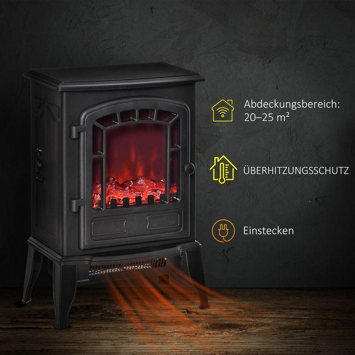 Produktbild Swisshandel24 Elektrischer Bodenkamin, 2 Heizstufen, realistischer Flammeneffekt, vielseitig